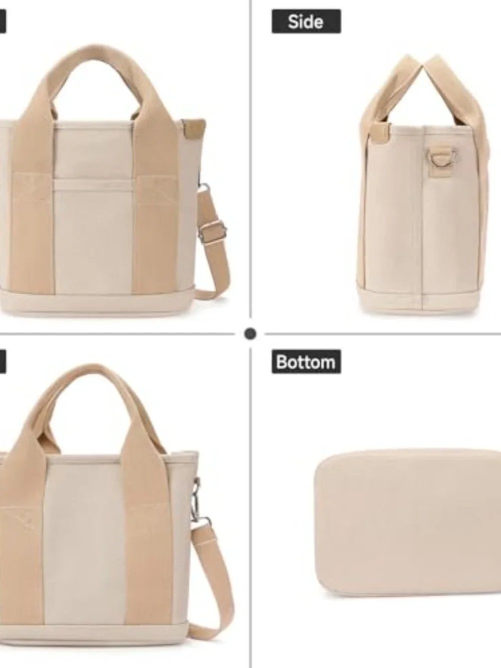 Small Tote Bag with Zipper Crossbody Canvas Handbag for Work Travel